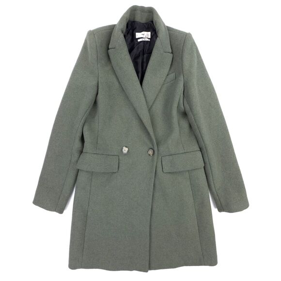 MANGO Dali Wool Coat Double Breasted Blazer Jacket Old Money Quiet Luxury Olive - Picture 1 of 10